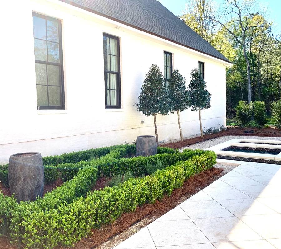 Finished front yard after landscaping in Covington